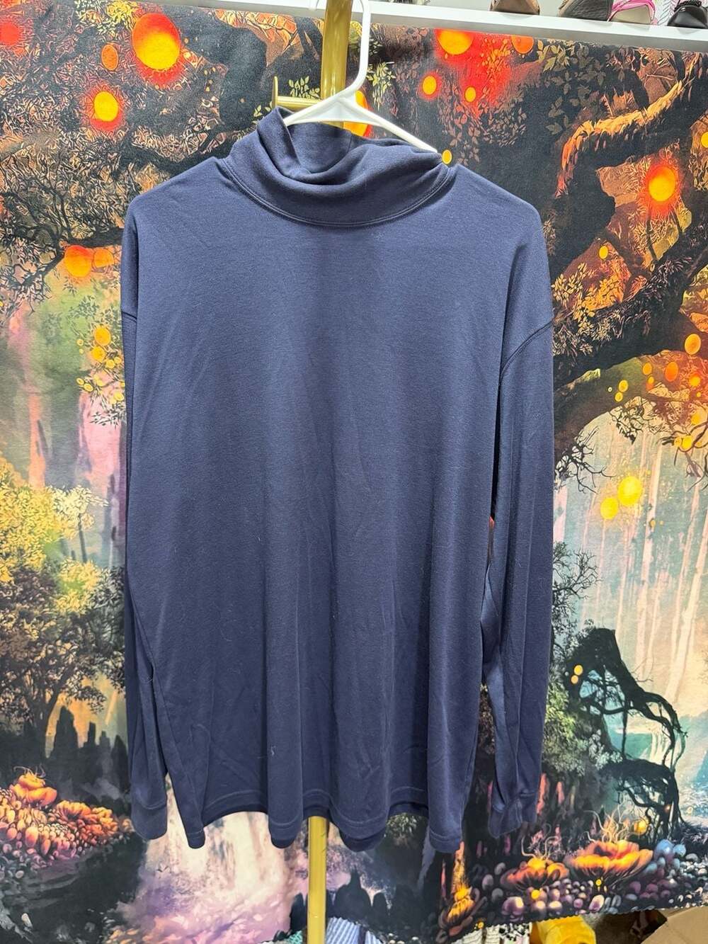L.L. Bean Turtleneck Size X-Large Blue Long Sleeve Cotton Shirt